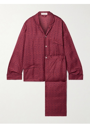 Olivia von Halle - Laurent Printed Silk-twill Pajama Set - Burgundy - x small,small,medium,large