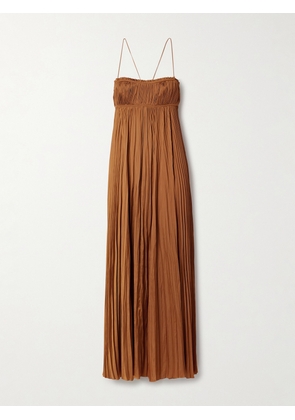 Ulla Johnson - Valira Plissé-satin Gown - Brown - US00,US0,US2,US4,US6,US8,US10,US12,US14