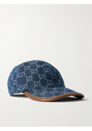 Gucci - Leather-trimmed Denim Baseball Cap - Blue - S,M,L,XL