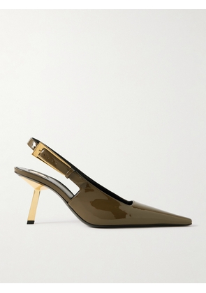 SAINT LAURENT - Lee Patent-leather Slingback Pumps - Green - EU 36,EU 37,EU 37.5,EU 38,EU 38.5,EU 39,EU 40,EU 41