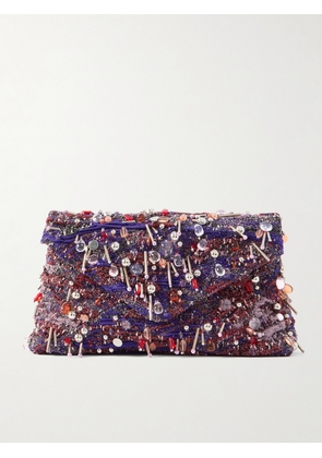 Dries Van Noten - Embellished Metallic Jacquard Clutch - Blue - One size