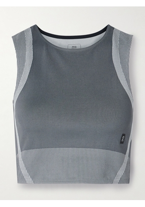ON - Studio Cropped Ribbed Stretch Recycled Tank - Gray - x small,small,medium,large,x large