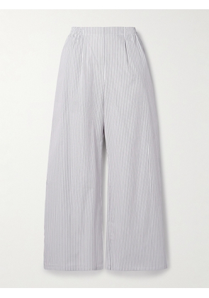 LESET - Yoshi Pinstriped Cotton-blend Poplin Wide-leg Pants - Gray - x small,small,medium,large,x large
