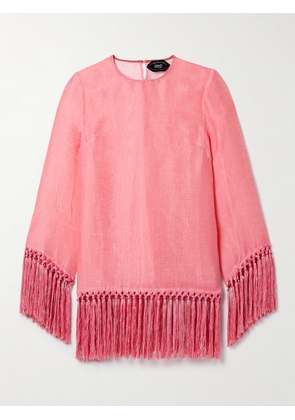 Taller Marmo - Claudia Fringed Linen-blend Mini Dress - Pink - IT36,IT38,IT40,IT42,IT44,IT46,IT48