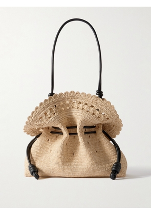 LOEWE - + Paula's Ibiza Flamenco Leather-trimmed Woven Raffia Shoulder Bag - Neutrals - One size