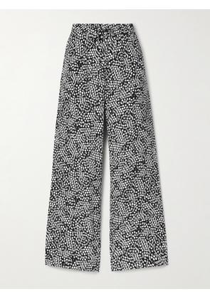 Matteau - Polka-dot Silk Crepe De Chine Track Pants - Black - 1,2,3,4,5