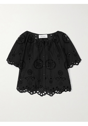 Matteau - Scalloped Broderie Anglaise Cotton-poplin Shirt - Black - 1,2,3,4,5