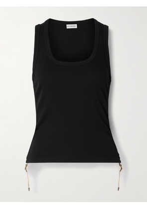 Burberry - Ruched Ribbed Cotton-blend Jersey Tank - Black - xx small,x small,small,medium,large,x large,xx large