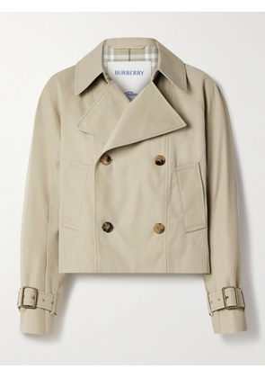 Burberry - Double-breasted Cropped Gabardine Trench Coat - Neutrals - UK 4,UK 6,UK 8,UK 10,UK 12,UK 14