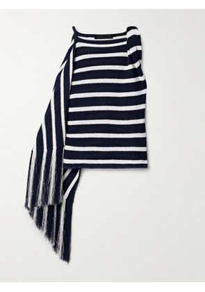 Proenza Schouler - Yves Asymmetric Fringed Knitted Top - Blue - x small,small,medium,large,x large