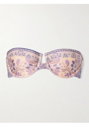 Zimmermann - Lucky Strapless Printed Underwired Balconette Bikini Top - Purple - 1 A/B,3 C/D,4 C/D,0 A/B,2 A/B,2 C/D