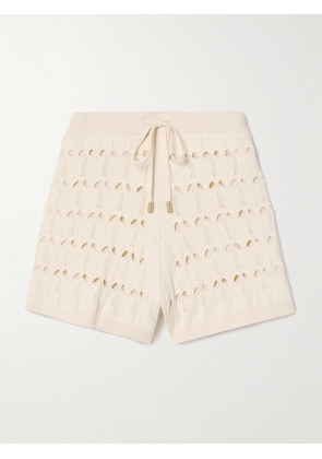 Zimmermann - Rhiannon Cutout Pointelle-knit Shorts - Cream - 00,1,2,3,4