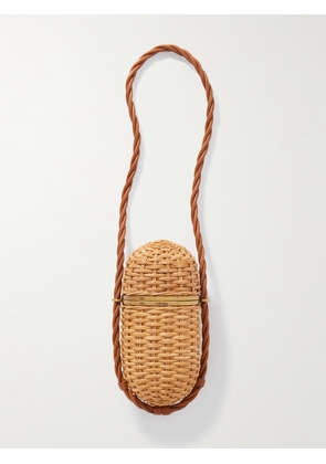 Cult Gaia - Amulet Leather-trimmed Rattan Clutch - Neutrals - One size