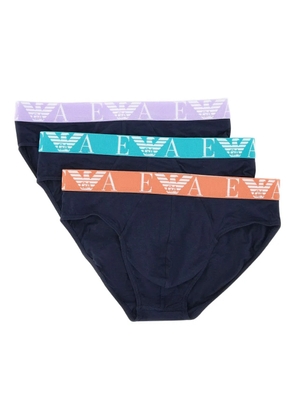 Emporio Armani logo-waistband briefs (pack of three) - Blue