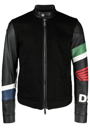 DSQUARED2 embossed-logo zipped leather jacket - Black