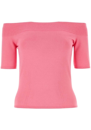 Alexander McQueen off-shoulder knitted top - Pink
