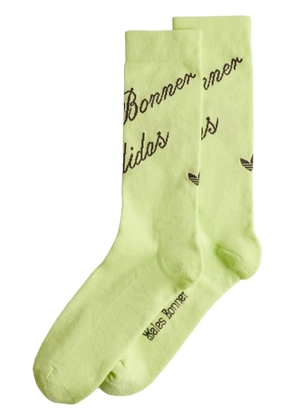 adidas x Wales Bonner logo-intarsia mid-calf socks - Green