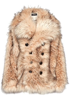 DSQUARED2 double-breasted faux-fur coat - Neutrals