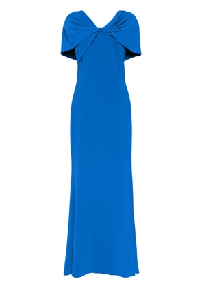 Badgley Mischka cape short-sleeves gown - Blue
