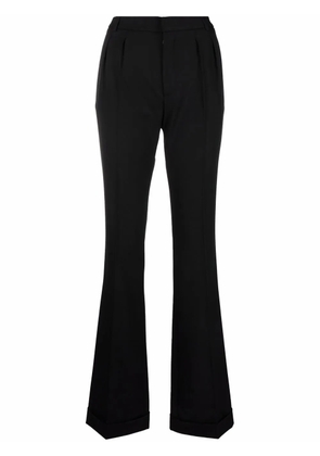 Saint Laurent pleat-detail flared tailored trousers - Black