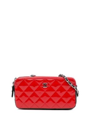 CHANEL Pre-Owned 2019 Bicolor Patent Double Zip Wallet on Chain crossbody bag - Black