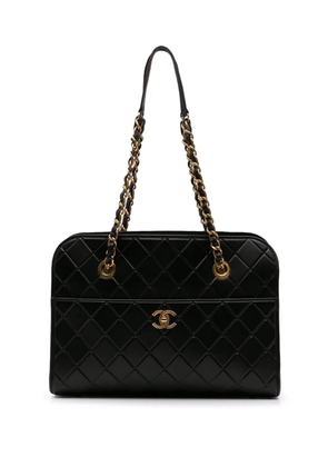 CHANEL Pre-Owned 2015-2016 CC Quilted Calfskin Front Pocket Shopping tote bag - Black
