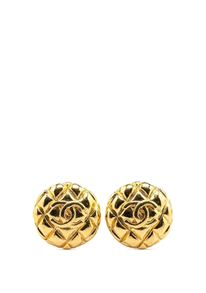 CHANEL Pre-Owned 1993 Gold Plated CC Quilted Clip On Earrings costume earrings