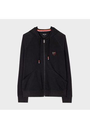 Paul Smith Women's Black Cotton 'Swirl Heart' Zip Up Lounge Hoodie