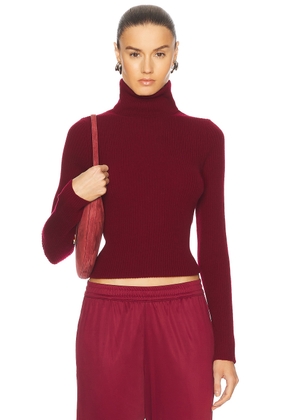 Enza Costa Rib Turtleneck Sweater in Ruby - Burgundy. Size M (also in L).