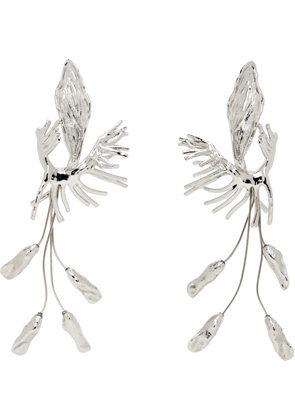 Dries Van Noten Silver Graphic Earrings