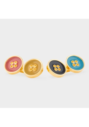 Paul Smith Gold Plated Double Button Linked Cufflinks Multicolour