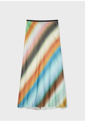Paul Smith Women's Faded 'Smith Stripe' Bias Cut Midi Skirt Multicolour
