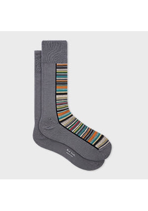 Paul Smith Grey 'Signature Stripe' Panel Socks