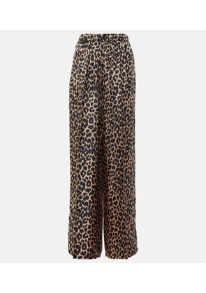 Max Mara Leopard-print silk wide-leg pants