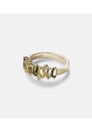 Suzanne Kalan Amalfi 14kt gold ring with diamonds, topaz, peridot and amethyst