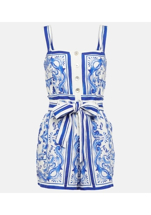 Farm Rio Printed linen-blend romper
