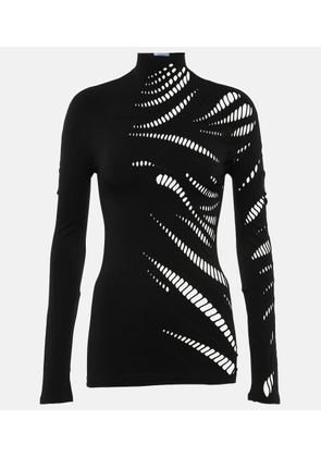 Mugler Cutout turtleneck jersey top