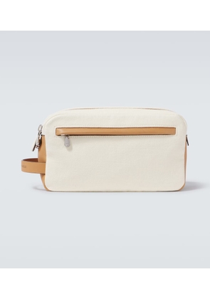 Brunello Cucinelli Leather-trimmed canvas toiletry bag