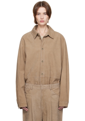 Entire Studios Taupe Recurrent Suede Overshirt