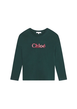 Chloe Girls Logo-Embroidered Long-Sleeved Cotton T-Shirt