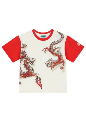 Kenzo Kids Dragon Print Crew Neck T-Shirt