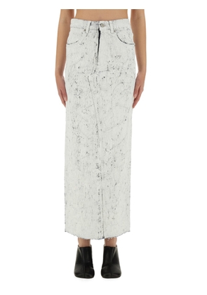 MM6 Maison Margiela Hand-painted Denim Long Skirt