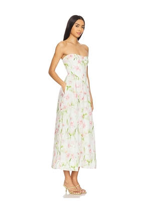 Bardot Lola Corset Midi Dress in White. Size 12. Also in 10, 2, 4, 6, 8.