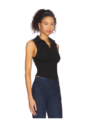 ALL THE WAYS Pattie Button Up Top in Black. Size L. Also in S, XL, XS.