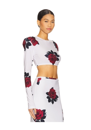 Norma Kamali Shoulder Pad Crop Top in White. Size L. Also in S.
