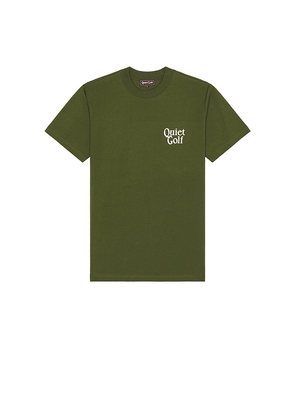 Quiet Golf Heritage Stack Tee in Olive. Size L. Also in M, S.