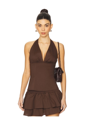 WeWoreWhat Halter Neck Corset Top in Brown. Size M, S, XL, XS.