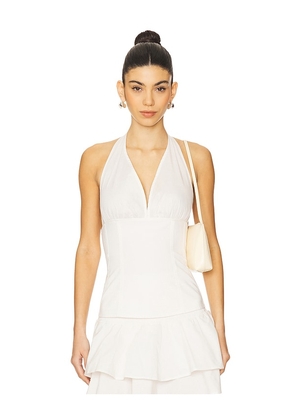 WeWoreWhat Halter Neck Corset Top in Ivory. Size M, S, XL, XS.