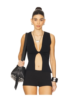 WeWoreWhat Twist Front Flyaway Tank in Black. Size M, S, XS.