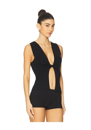 WeWoreWhat Twist Front Flyaway Tank in Black. Size L. Also in M, S.